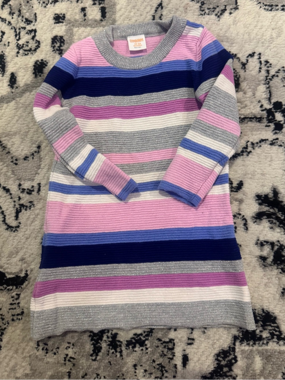 Gymboree Pink Blue Gray Striped Sparkle Knit Top